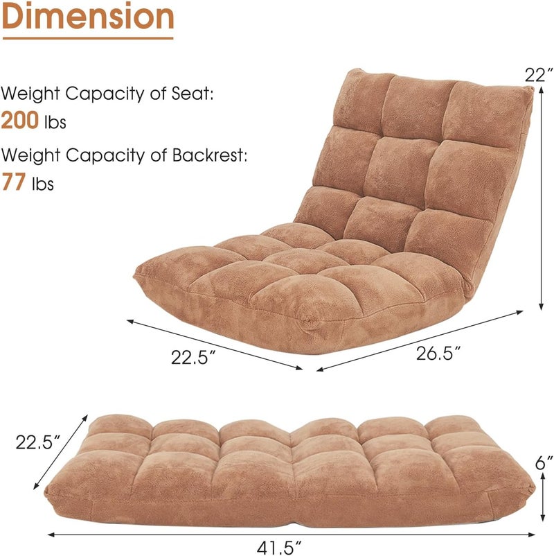 Giantex Folding Floor Chair with Back Support, 14 Adjustable Position, Padded Sleeper Bed, Couch Recliner, Gaming Floor Chairs for Adults, Meditation, Living Room (TAN) - Image 3